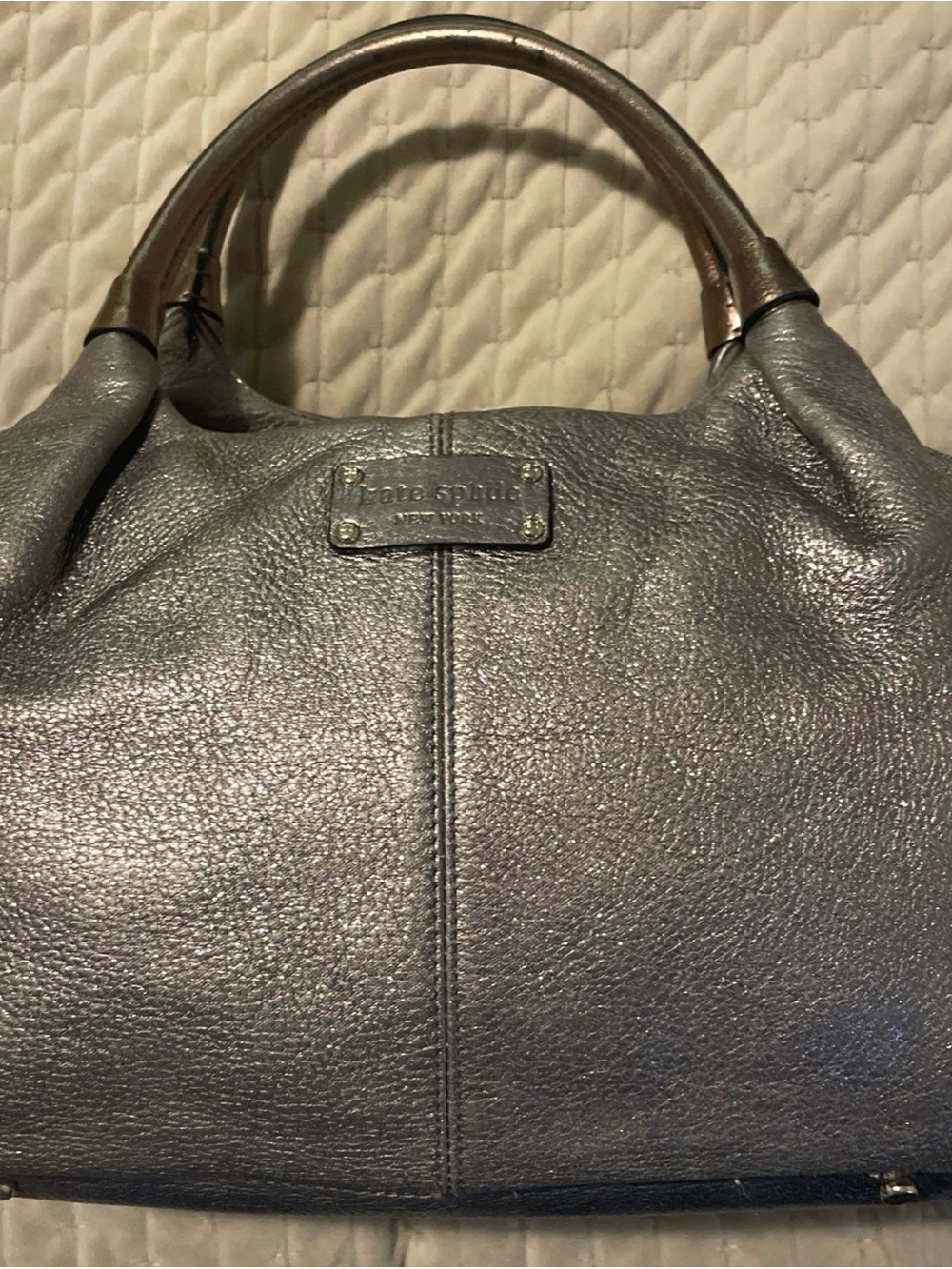 kate spade Metallic Pewter Leather Top-Handle Shoulder Bag